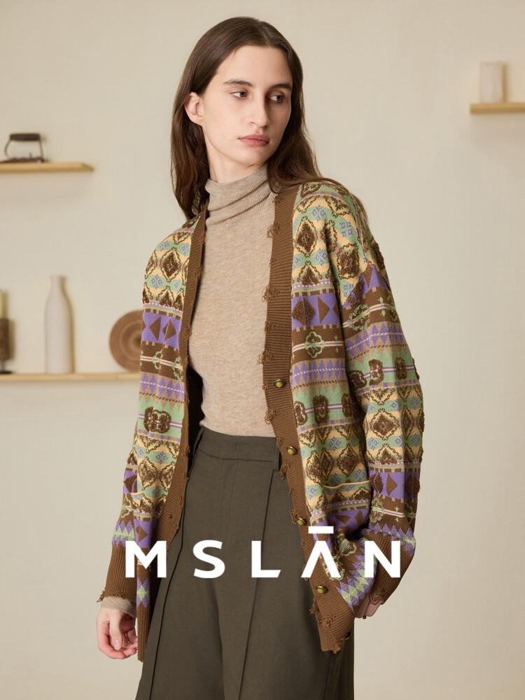 

Кардиган вязаный Mslan с принтом