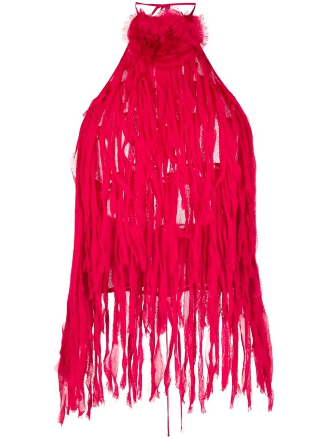 

Blumarine топ с открытой спиной и бахромой, красный