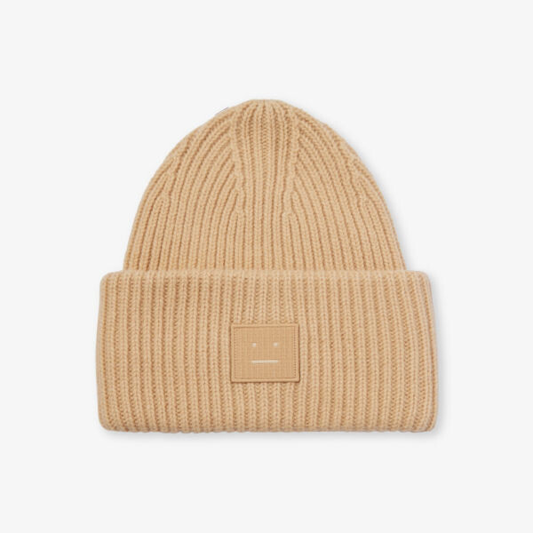 

Шерстяная шапка с нашивкой-логотипом Acne Studios, бежевый