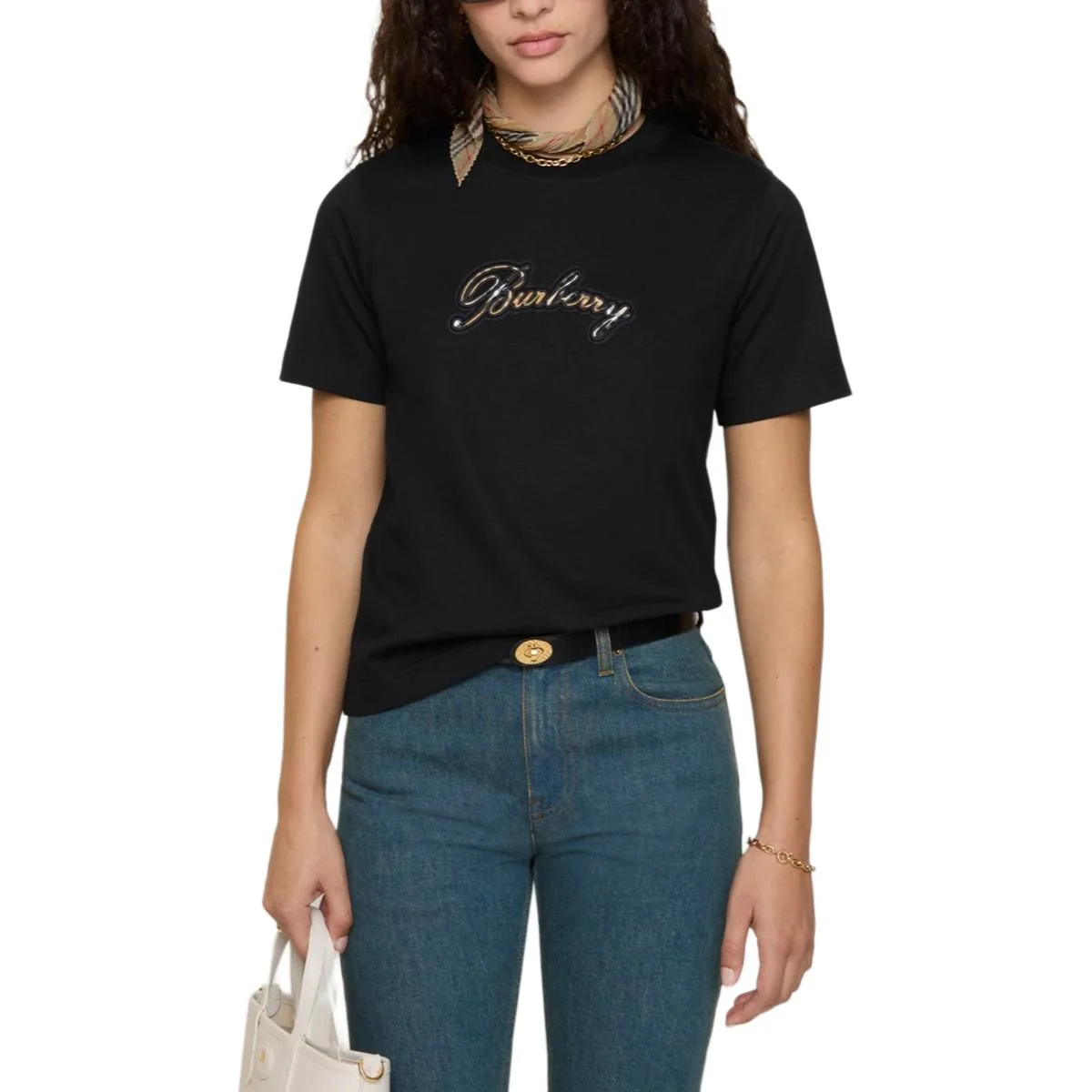 Футболка из хлопка Burberry, летняя, черный — фото 3