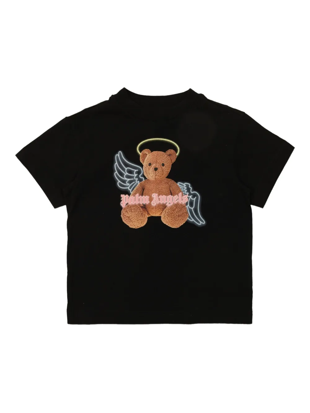 

Футболка с принтом медведя Palm Angels Kids, черный