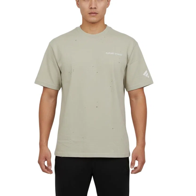 Футболка мужская Khaki Green с круглым вырезом, средней посадки Adidas