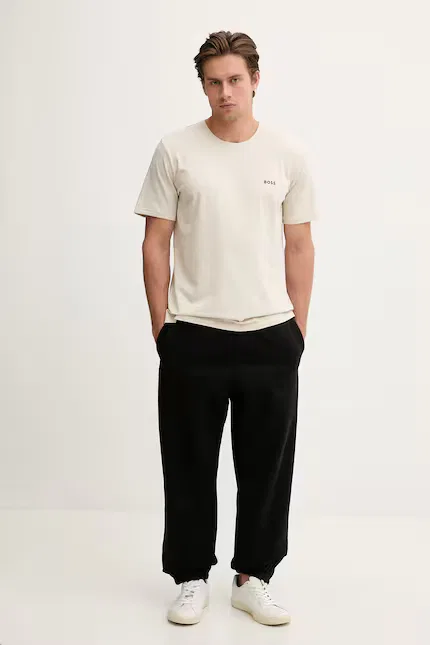 Футболка хлопковая с эластаном T-Shirt R BOSS, бежевый — фото 2