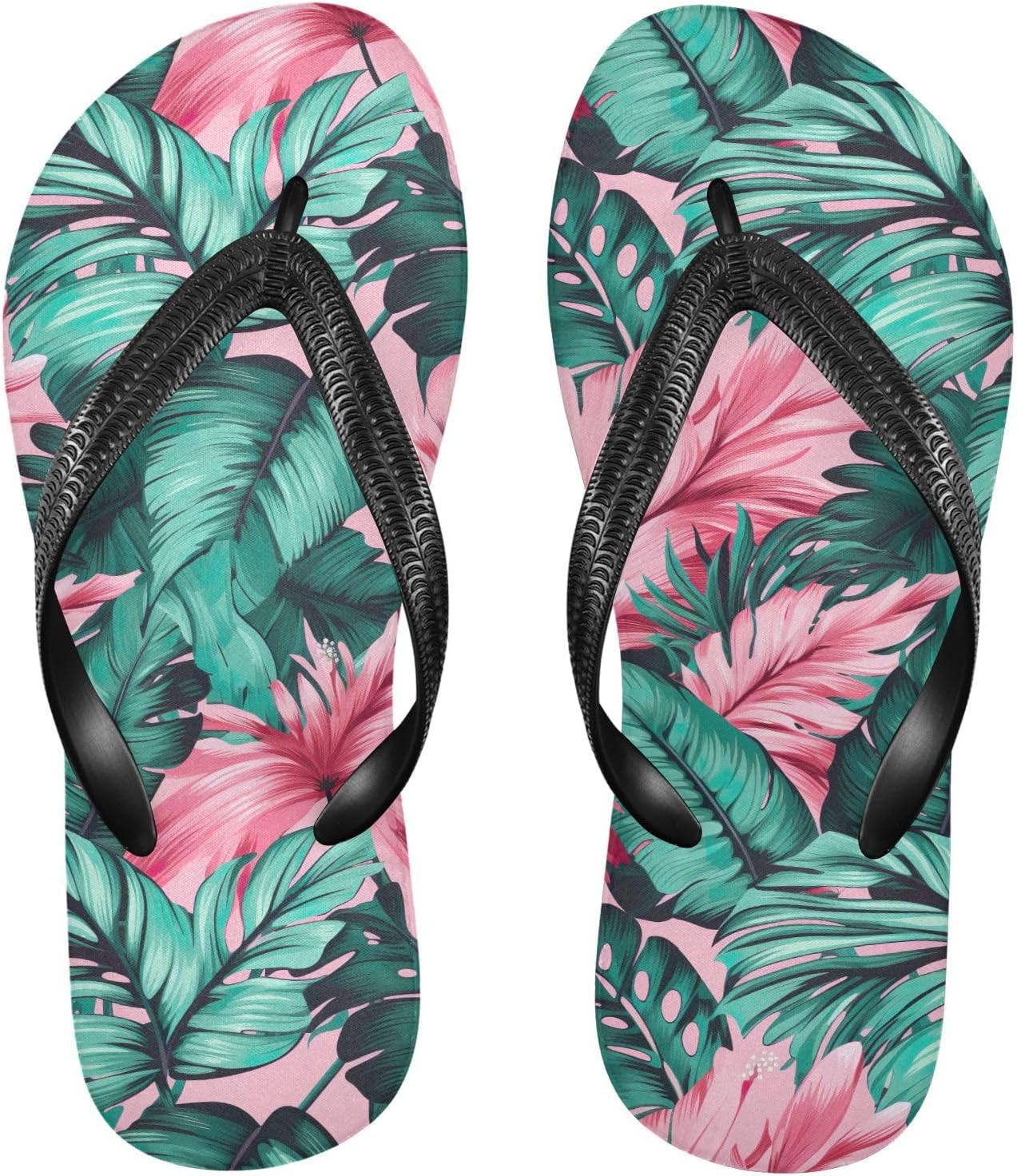 

SPRIPORT тропические розовые сланцы с тонкой подошвой для женщин и мужчин, удобные повседневные шлепанцы с амортизирующей стелькой и нескользящей резиновой подошвой, для ванной, душа, прогулок летом и пляжа