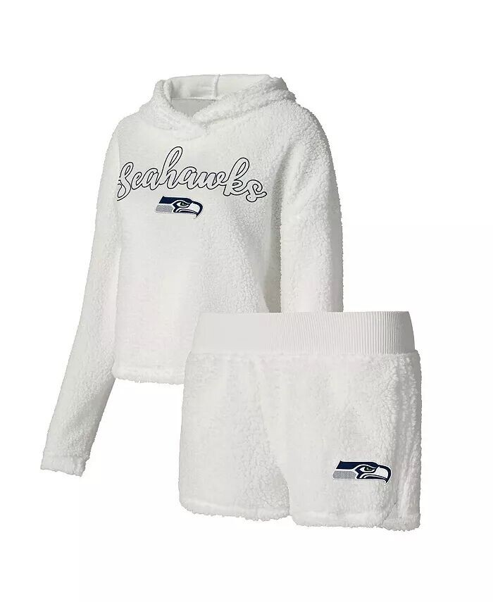 

Женский белый пушистый пуловер из свитшота и шорт Seattle Seahawks для сна Concepts Sport, белый