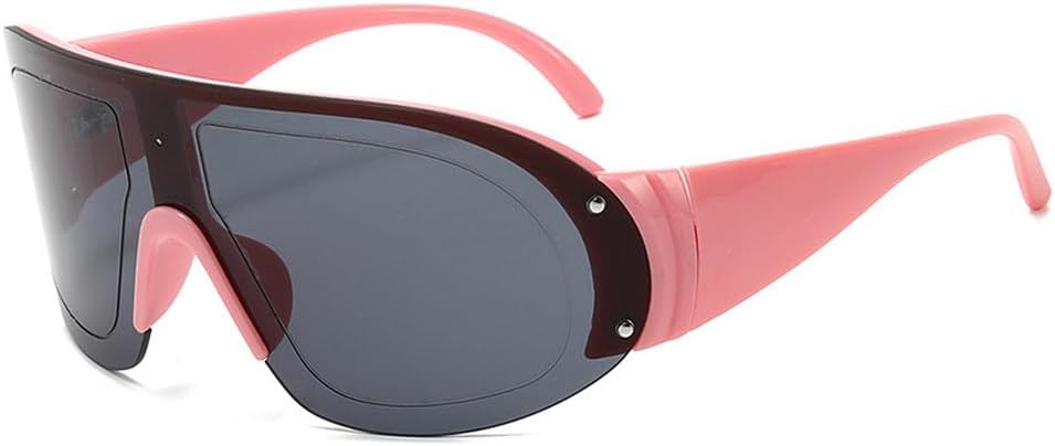 

Большие солнцезащитные очки для женщин и мужчин, модные, роскошные, цельные, в стиле панк, женские, для активного отдыха, вождения, с защитой от УФ-излучения UV400 TKKTLLT, Pink Gray