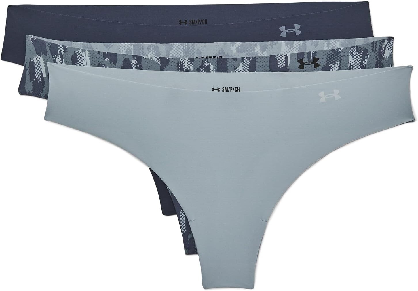 

Стринги Under Armour Pure Stretch Thong 3-Pack, цвет Downpour Gray/Harbor Blue/White