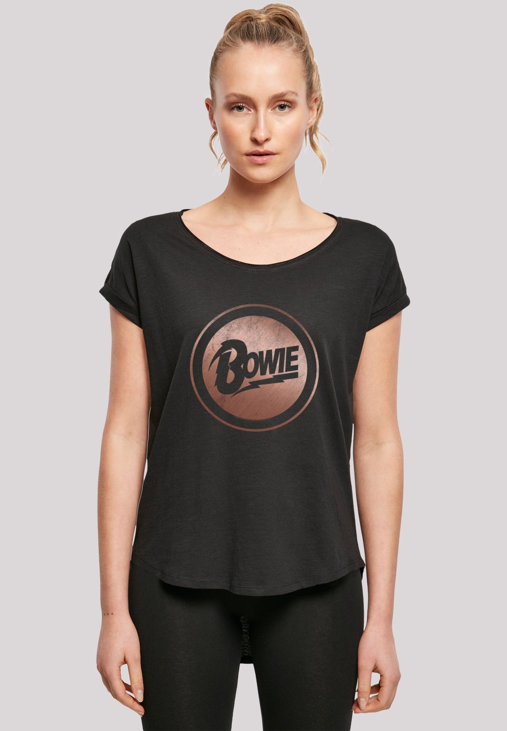 

Футболка с принтом DAVID BOWIE ROSE GOLD CIRCLE F4NT4STIC, черный