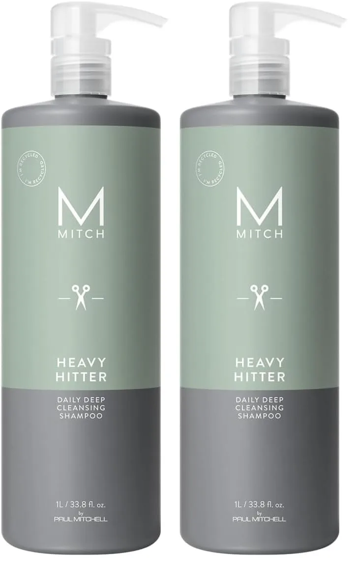 Шампунь для глубокого ежедневного очищения MITCH by Paul Mitchell Heavy Hitter для мужчин, подходит для всех типов волос. 1000 мл (2 шт.)