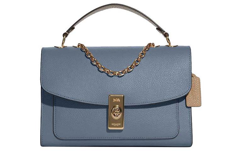 

Кожаная сумка через плечо среднего размера с текстурой пидинг синий COACH