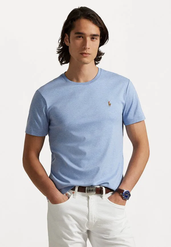 Облегающая футболка из мягкого хлопка, базовая футболка. Polo Ralph Lauren, Light Blue