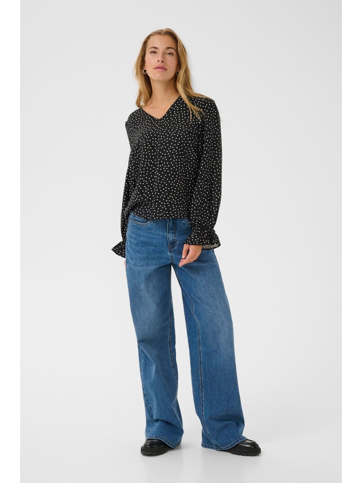 

Kaffe Блузка с длинными рукавами KArea, стандартный крой, черный цвет, меловая точка