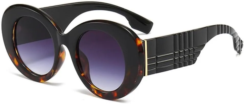 

Круглые солнцезащитные очки большого размера для женщин, овальные очки для мужчин, винтажные очки для женщин с защитой от УФ-излучения UV400 MTZJH, Black Leopard