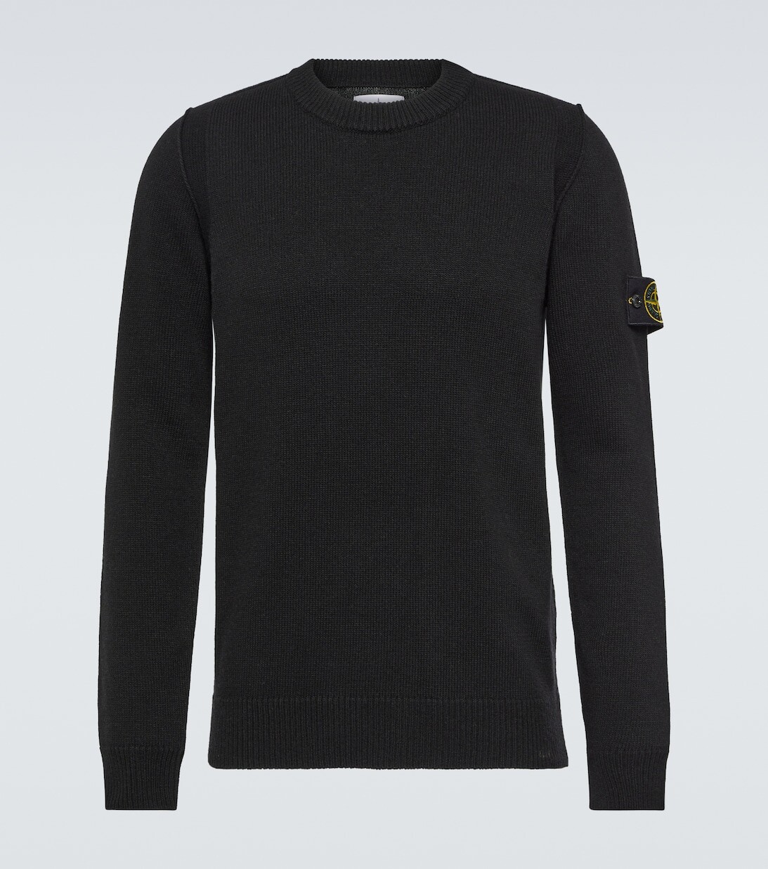 

Свитер из смесовой шерсти с нашивкой-логотипом Stone Island, черный