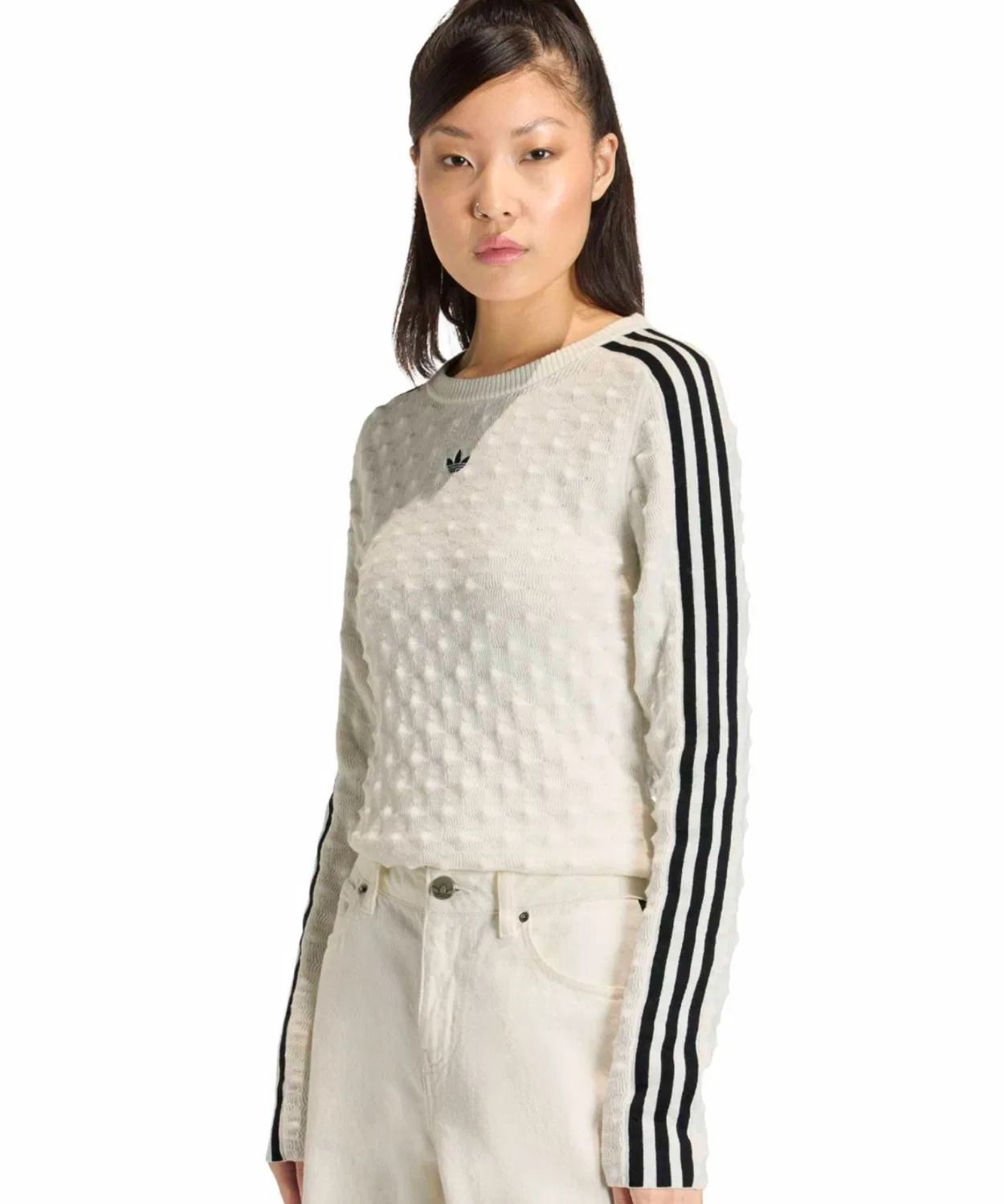 Свитшот adidas Slim Solid Spike Knit, белый — фото 2