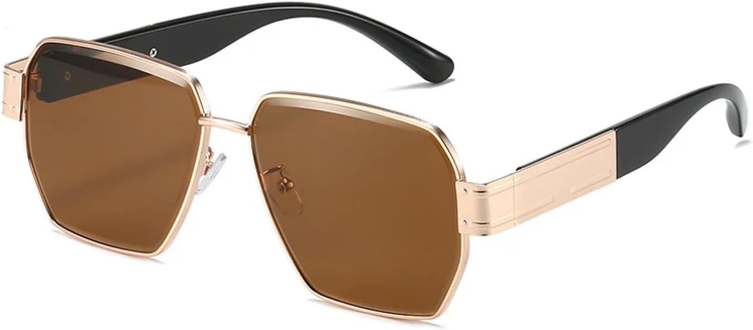 

Модные металлические солнцезащитные очки для женщин и мужчин, винтажные классические очки для путешествий и вождения, защита от УФ-излучения UV400 TKKTLLT, Black Brown