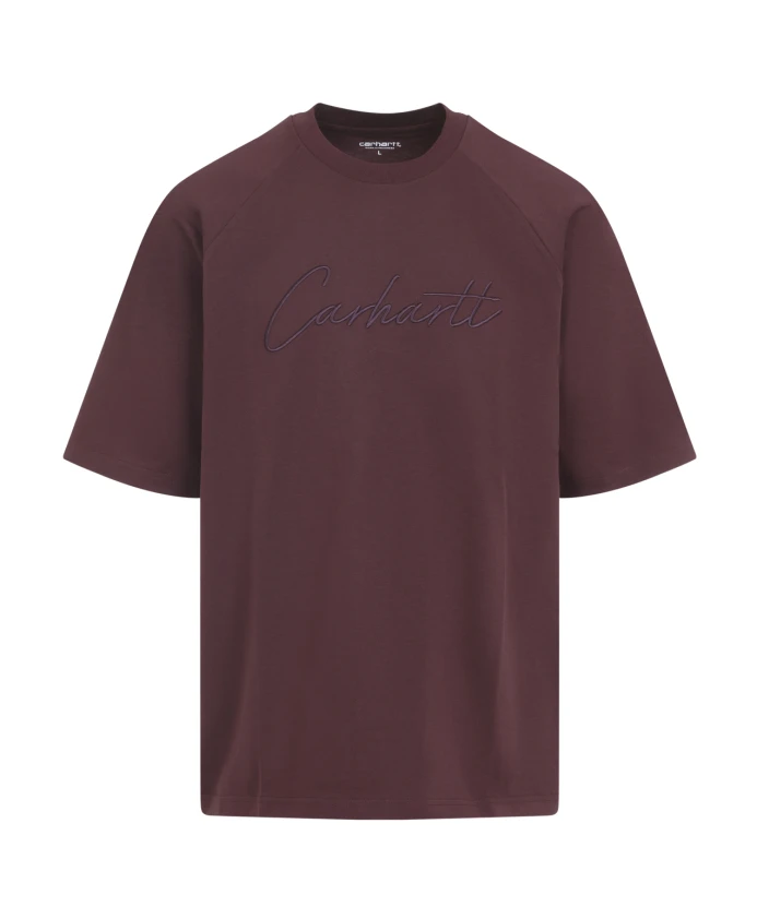 

Бежевая хлопковая футболка с вышитым логотипом. Carhartt Wip, коричневый