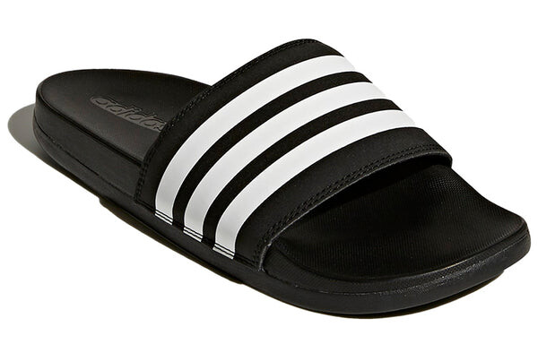 Тапочки adilette comfort slides 'core black white' Adidas, черный — фото 3