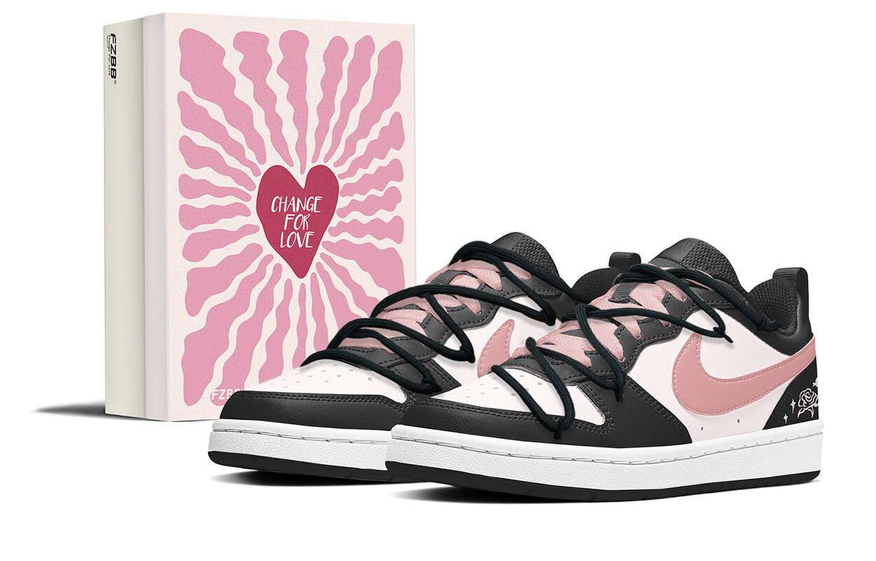 

Кроссовки Nike Court Borough Kids' Skateboarding Shoes Grade School, черный/розовый