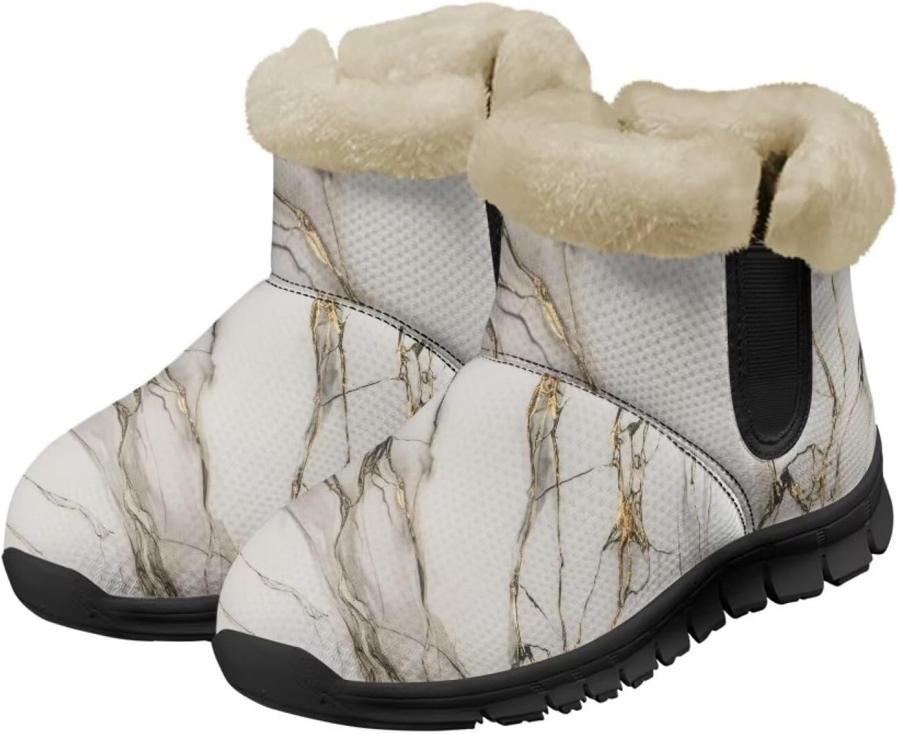 

Зимние теплые ботинки для взрослых, ботильоны до щиколотки, легкое надевание и снятие, противоскользящие, легкие обувь для женщин и мужчин Noprintge, белый
