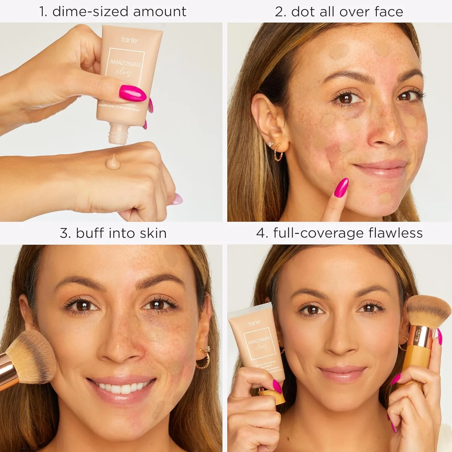 Тональный крем Tarte Amazonian Clay с матовым покрытием, обеспечивающий увлажнение и гладкость кожи в течение 16 часов. Веганский продукт, не тестируется на животных., medium sand — фото 4