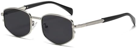 

Солнцезащитные очки в ретро-стиле с металлической оправой 2027 года для женщин, ромбовидные, маленькие, мужские, с защитой от ультрафиолета UV400 MTZJH, Silver With Black