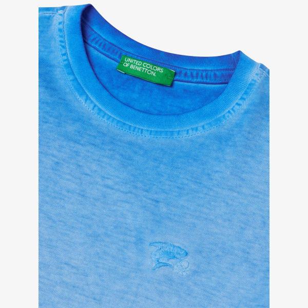 Футболка оверсайз Benetton с эффектом потертости, синий — фото 2