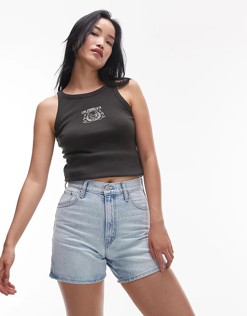 Джинсовые шорты Levi's длиной до середины бедра с застежкой-молнией светлого оттенка — фото 4