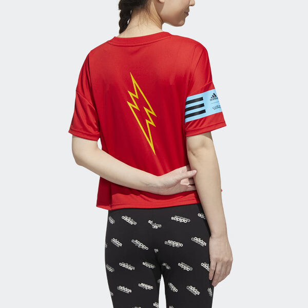 Футболка x pokemon crossover печать тренировочные спортивные с коротким рукавом красные Adidas, красный — фото 4
