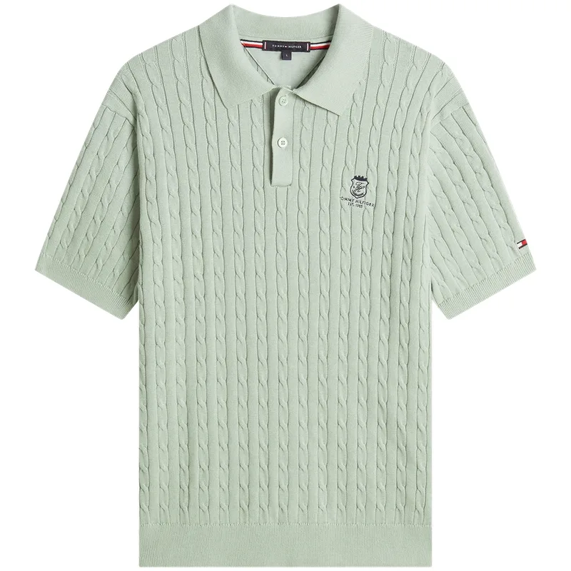 Трикотажный кардиган мужской с лацканами Tommy Hilfiger, Mint Green PM3