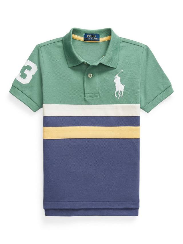

Детская хлопковая поло с длинными рукавами и цветными блоками Ralph Lauren, Fairway Green