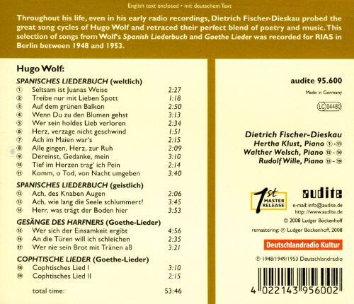 

CD диск Wolf / Fischer-Dieskau / Wille: Edition Fischer-Dieskau 2