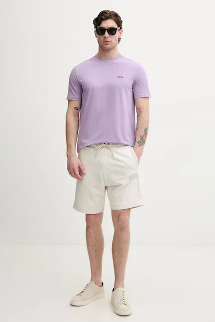Шорты спортивные из хлопка JT_Shorts BOSS Green, бежевый — фото 2
