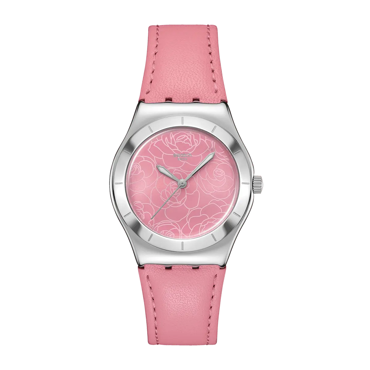 

SWATCH Часы с кварцевым механизмом унисекс розовый циферблат ремешок из искусственной кожи