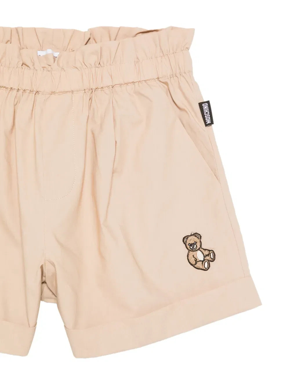 Эластичные вышитые шорты Moschino Kids, нейтральный — фото 3