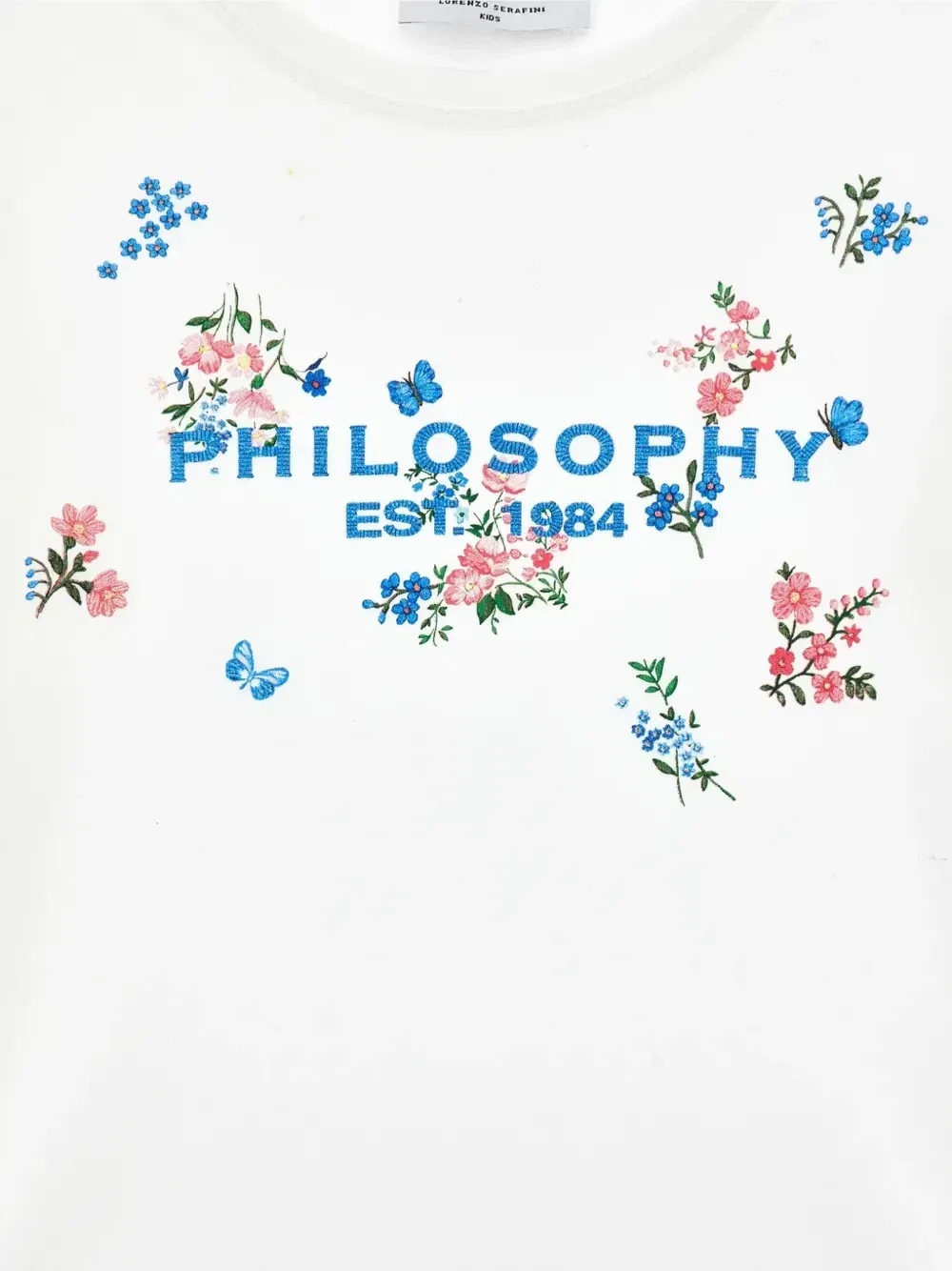 Футболка с цветочной вышивкой и логотипом Philosophy Di Lorenzo Serafini Kids, белый — фото 3