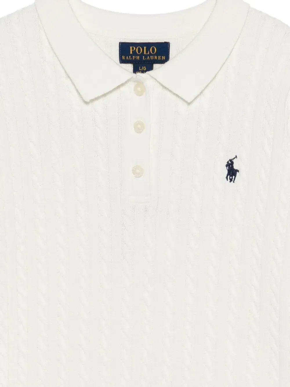 Рубашка поло фактурной вязки Polo Ralph Lauren Kids, белый — фото 3