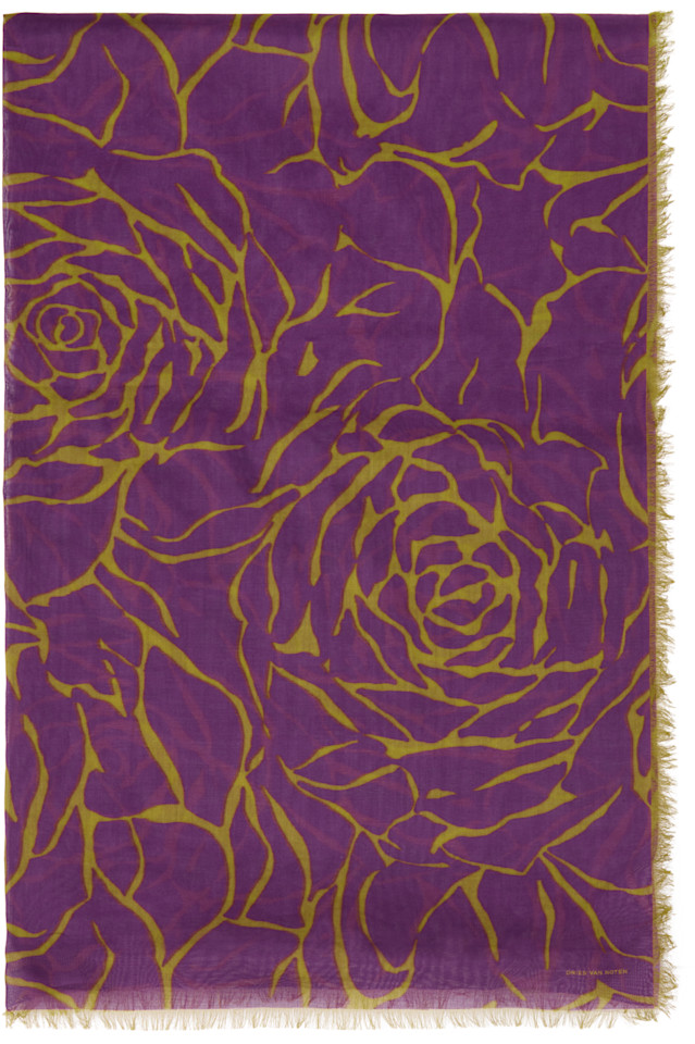 

Dries Van Noten Фиолетово-Желтый шарф с цветочным узором