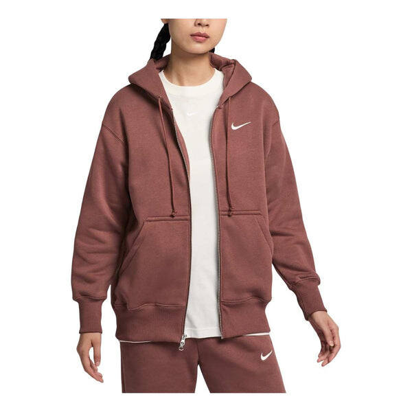 

Куртка sportswear phoenix fleece oversized full-zip hoodie asia sizing 'red sepia' Nike, красный