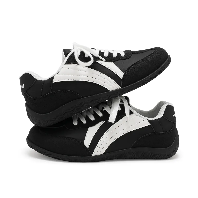 Кроссовки для скейтбординга мужские Racing Shoes из искусственной кожи, устойчивые к истиранию, низкие HUANQIU, черный белый — фото 4