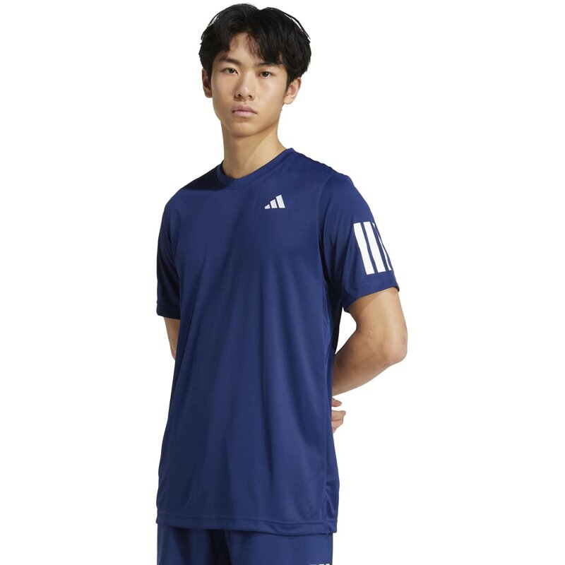 Футболка клубная теннисная climacool 3-полоски Adidas, цвет dkblue — фото 3