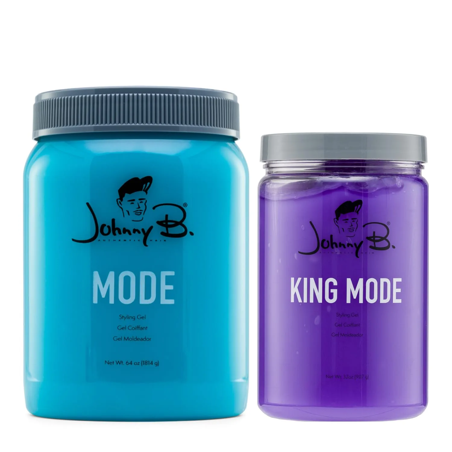 JOHNNY B. Elite Barber Styling Gel набор - Mode 64 oz и King Mode 32 oz - профессиональный сильной фиксации, высокий блеск гель для волос для мужчин