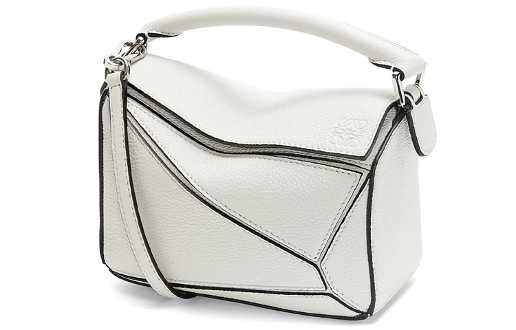 

Пазл Мягкая Зернистая Кожаная Сумка Через Плечо, Мини Сумка Женская Белая LOEWE