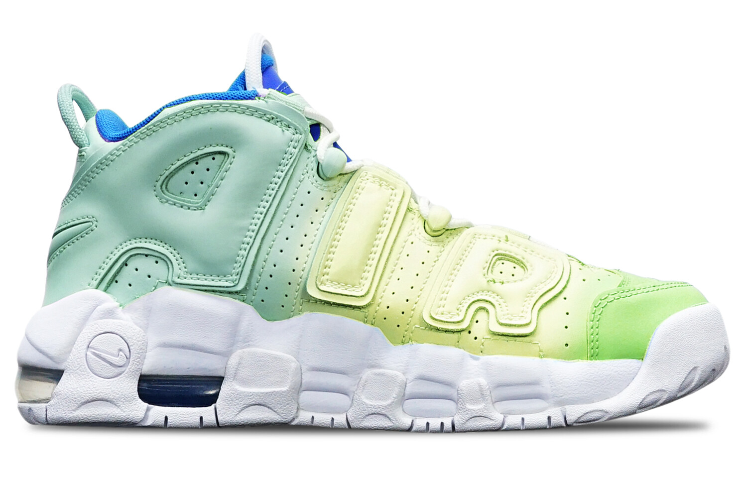 

Кроссовки Nike Air More Uptempo Vintage Basketball Shoes Women's High-Top Green Yellow
