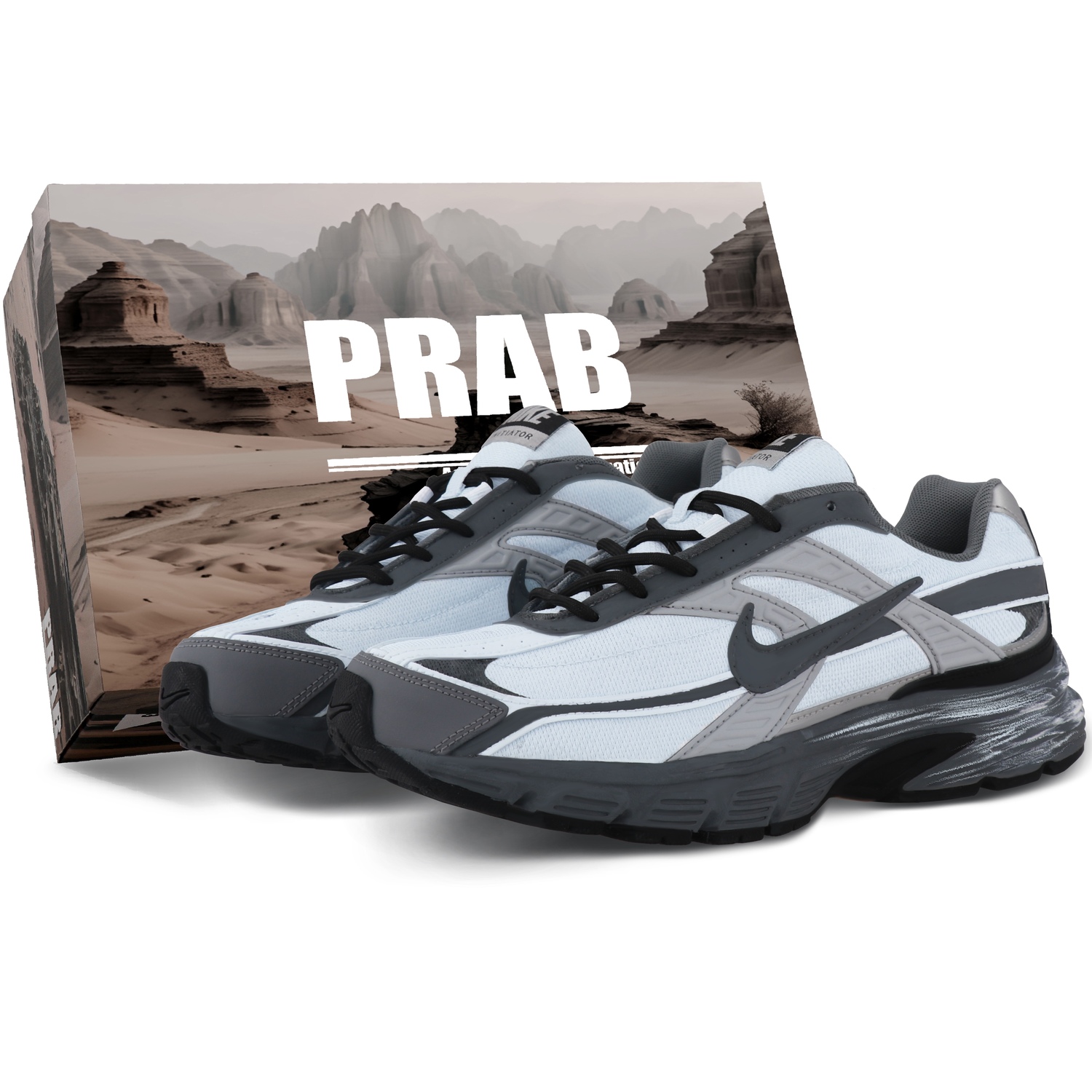 

Nike Initiator Synthetic Leather, Textile Abrasion Resistant Breathable Low top Running Shoes Men's Blue Gray