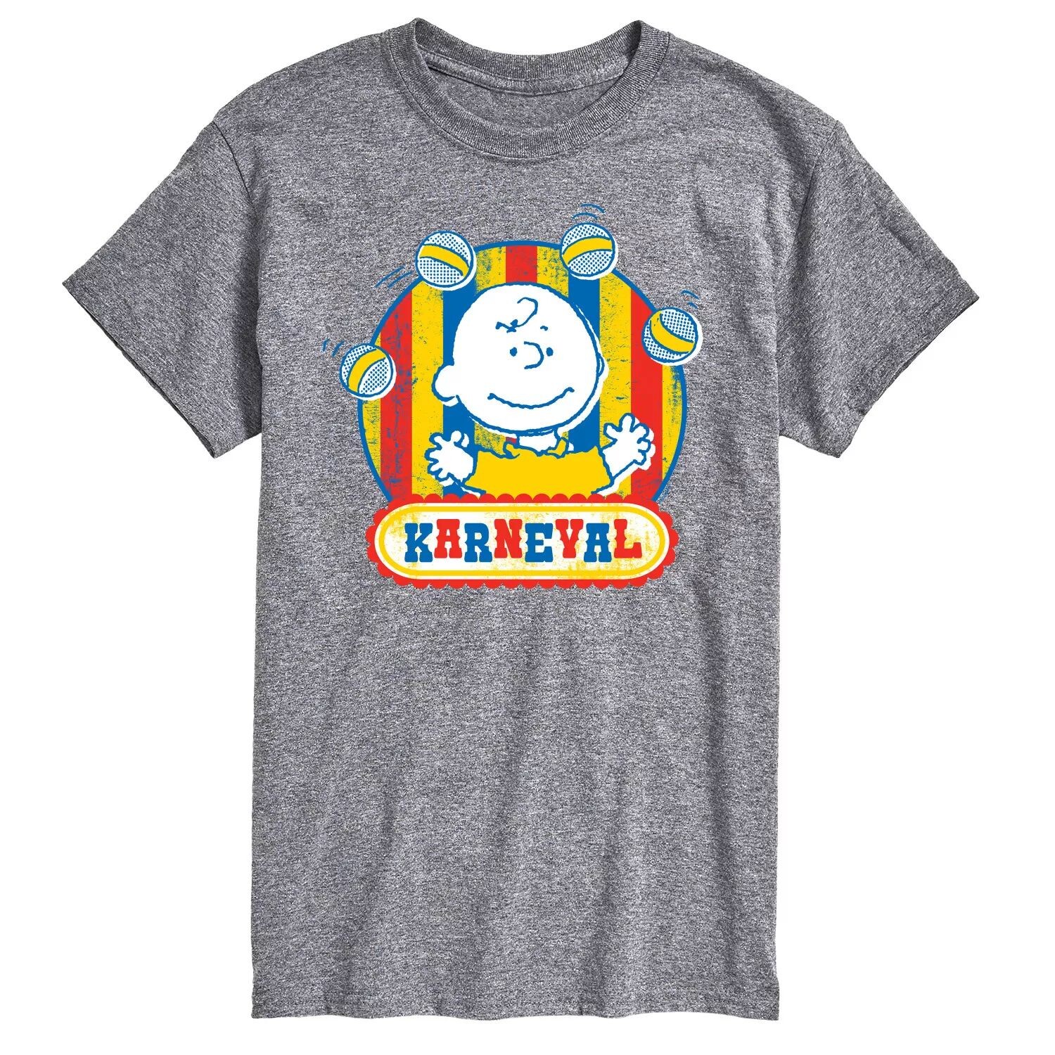 

Футболка Big & Tall Peanuts Karneval Charlie Brown с графическим рисунком Licensed Character, серый