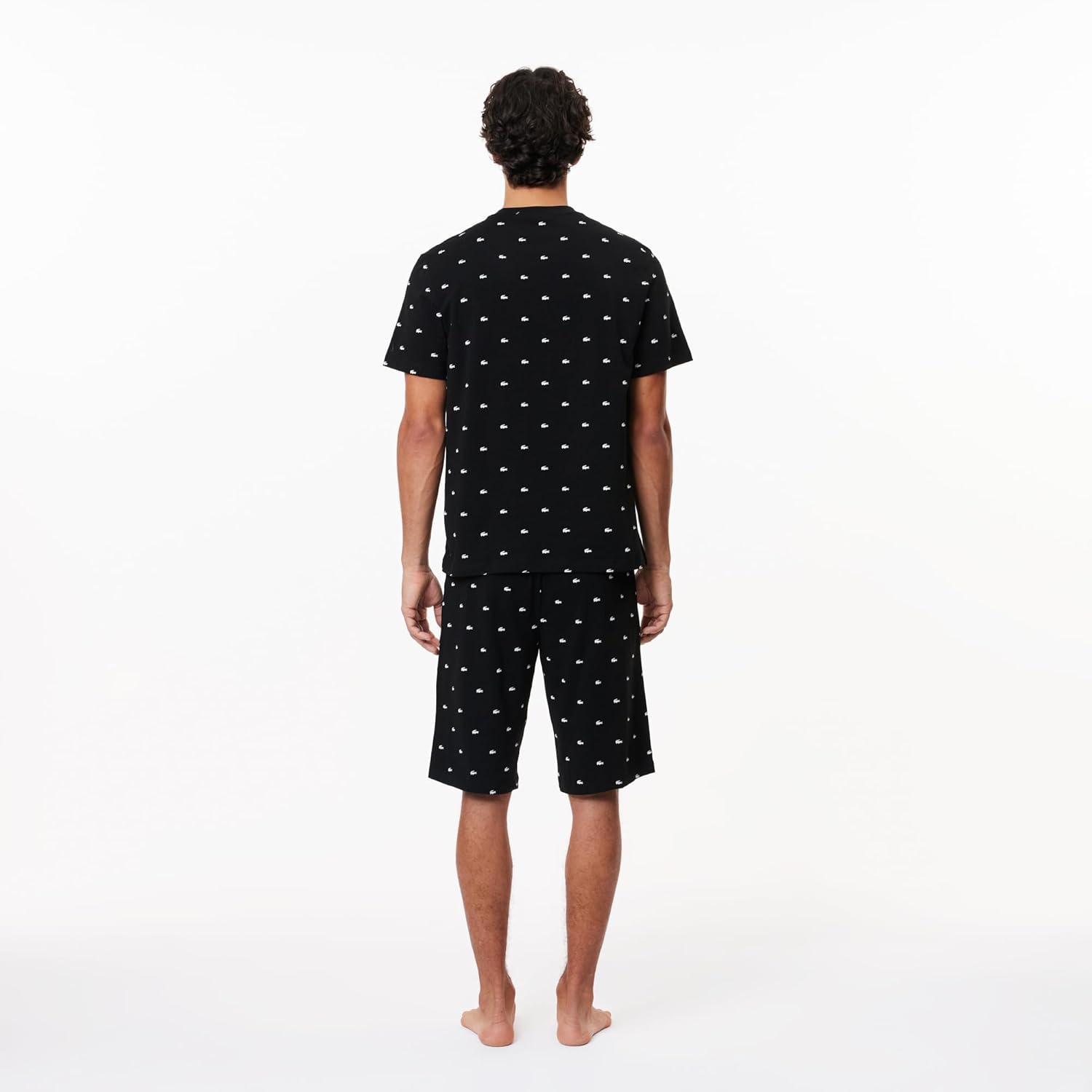 Lacoste мужской пижамный комплект с мини-принтом крокодила, Midnight Blue/Natural White — фото 4
