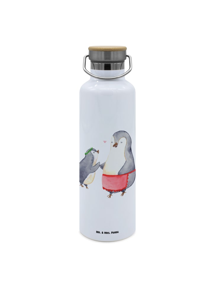

Mr. & Mrs. Panda Бутылка для воды с изображением пингвина и ребенка, без надписи, белого цвета