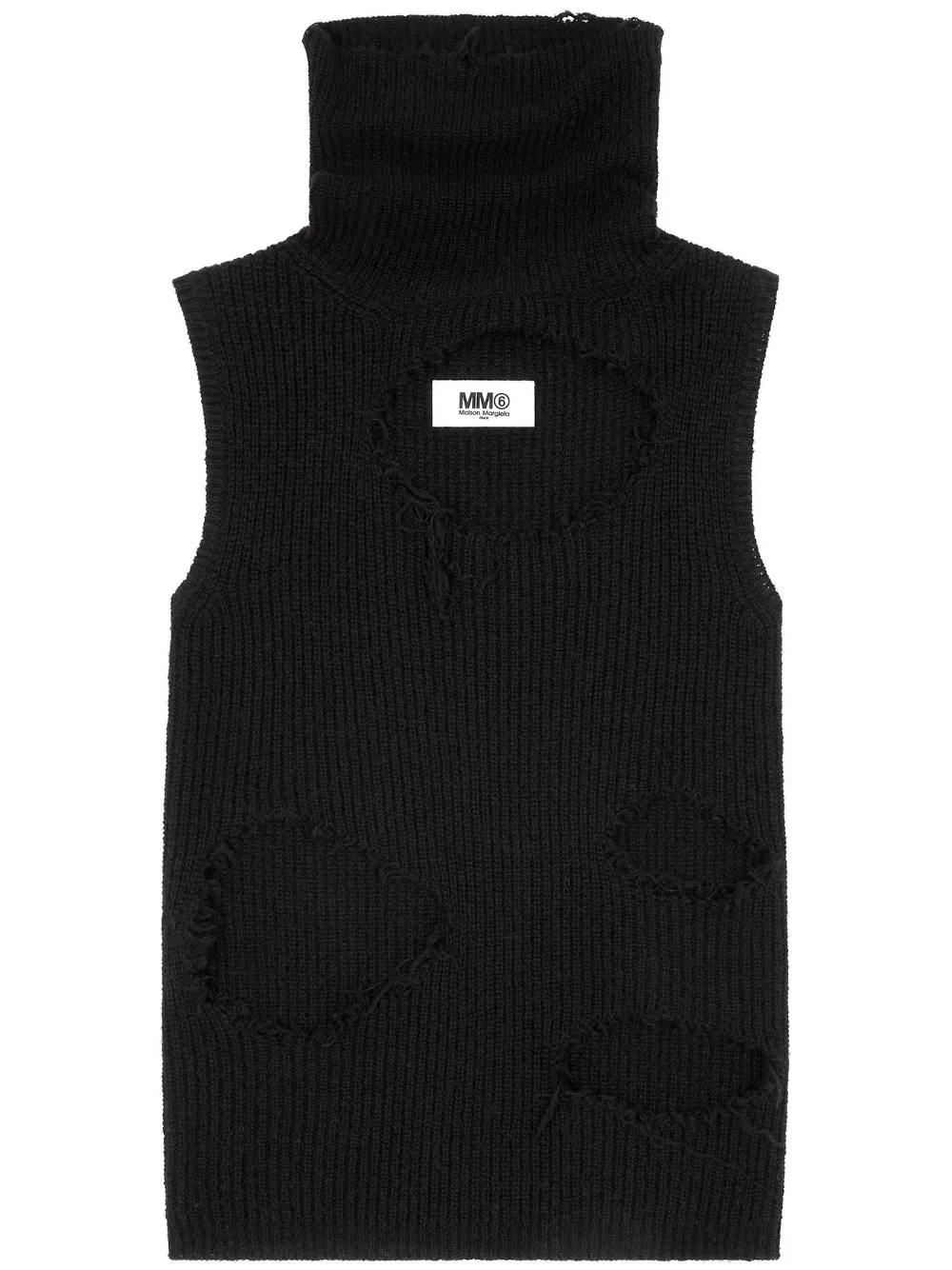 

Джемпер без рукавов с эффектом потертости MM6 Maison Margiela, черный