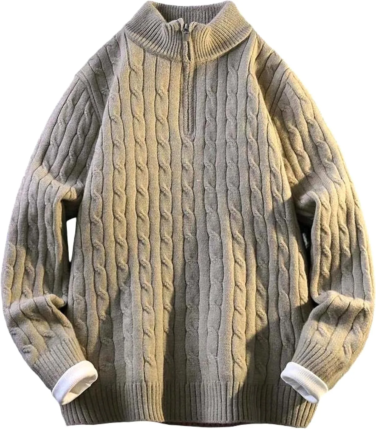 

Мужской свитер с воротником-стойкой, молнией и панельным дизайном